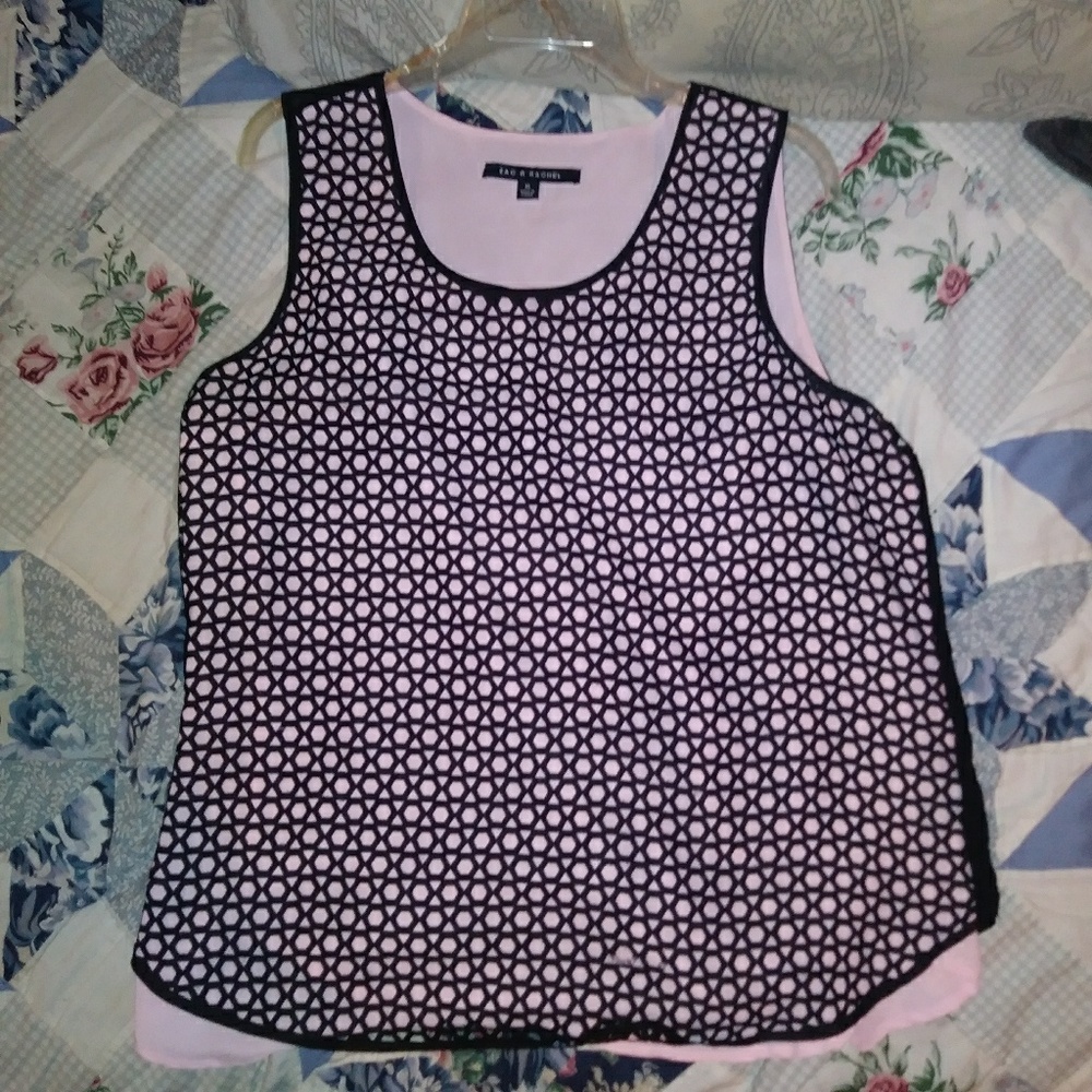 XL pink and black top, polyester